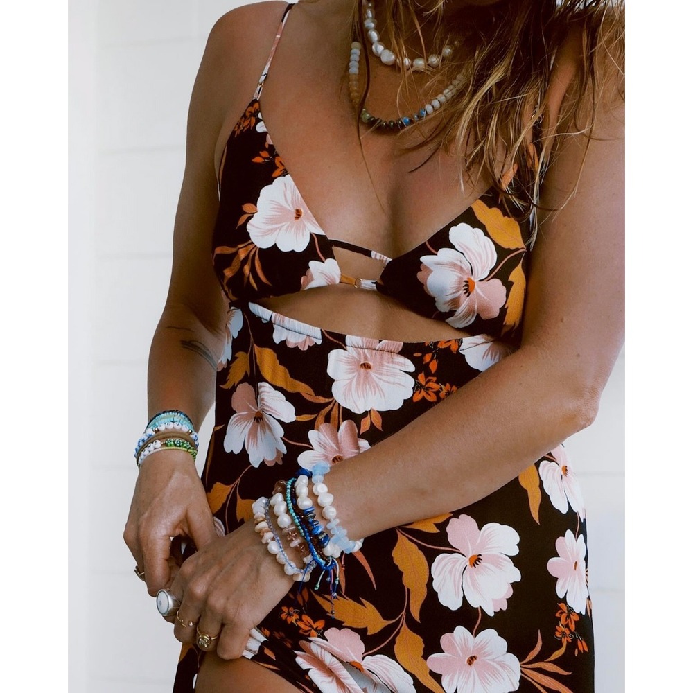 AQUARI Floral Cutout‎ Calypso Maxi Dress Size M NWT